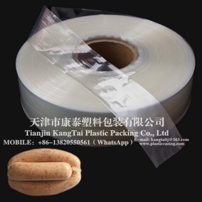 Transparent plastic sausage casing